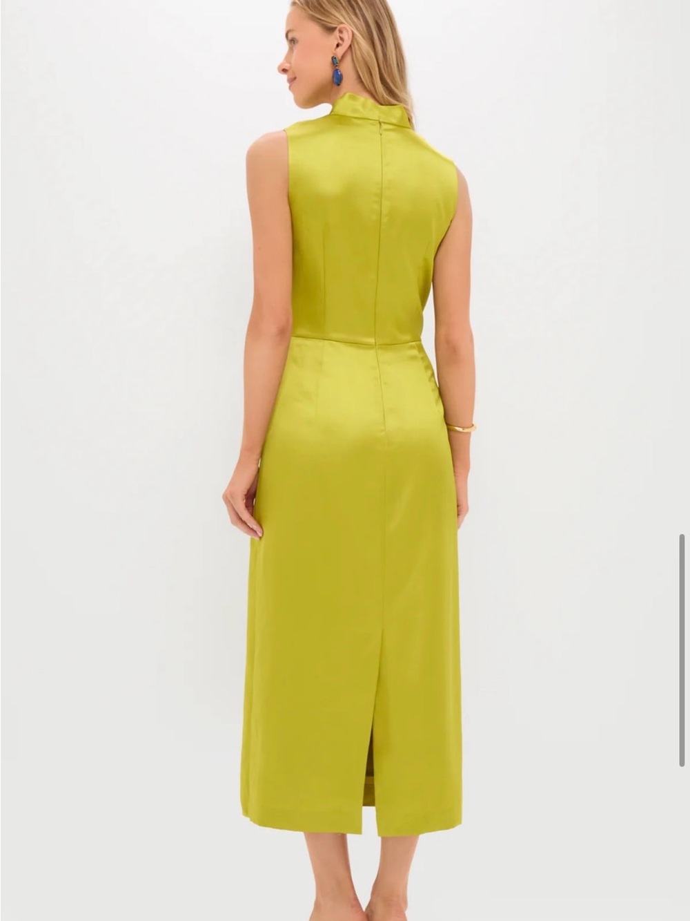 Chartreuse Satin Sinclair Dress - Picture 3 of 6